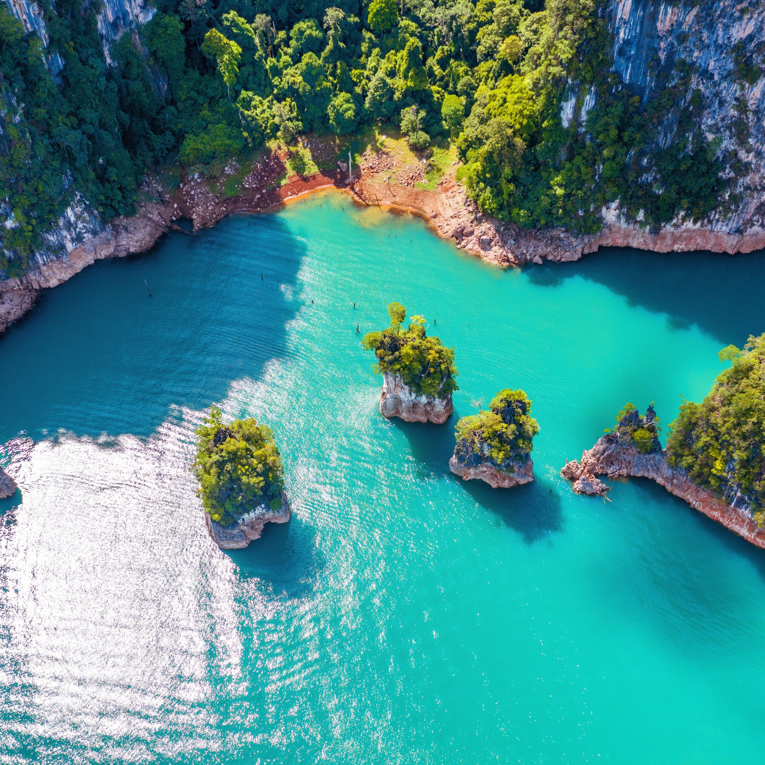 aerial view beautiful mountains ratchaprapha dam khao sok national park surat thani province thailandl scaled